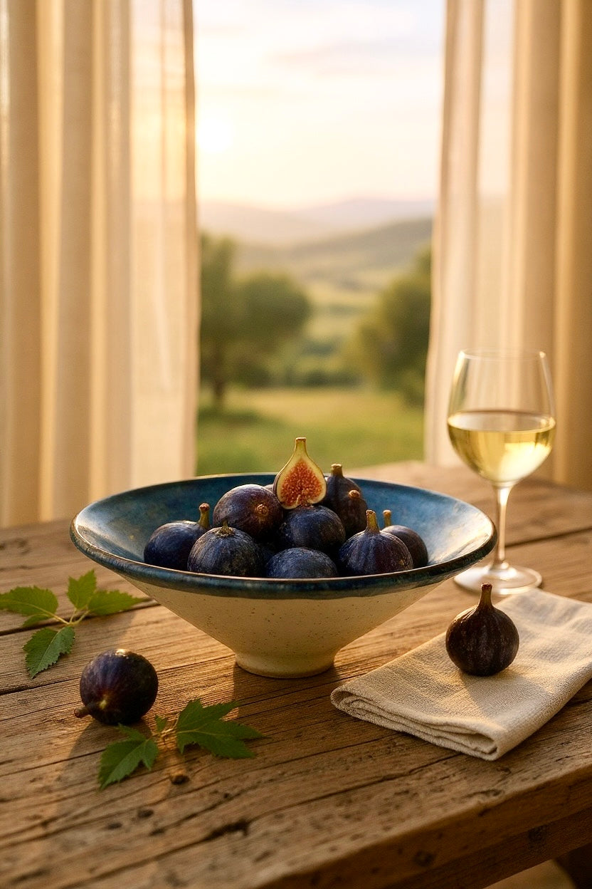 Blue Pottery Fruit Bowl