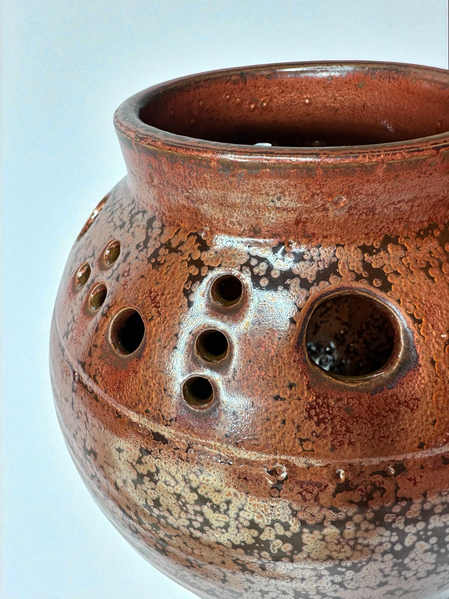 Burnt Umber Pottery Globe Vase