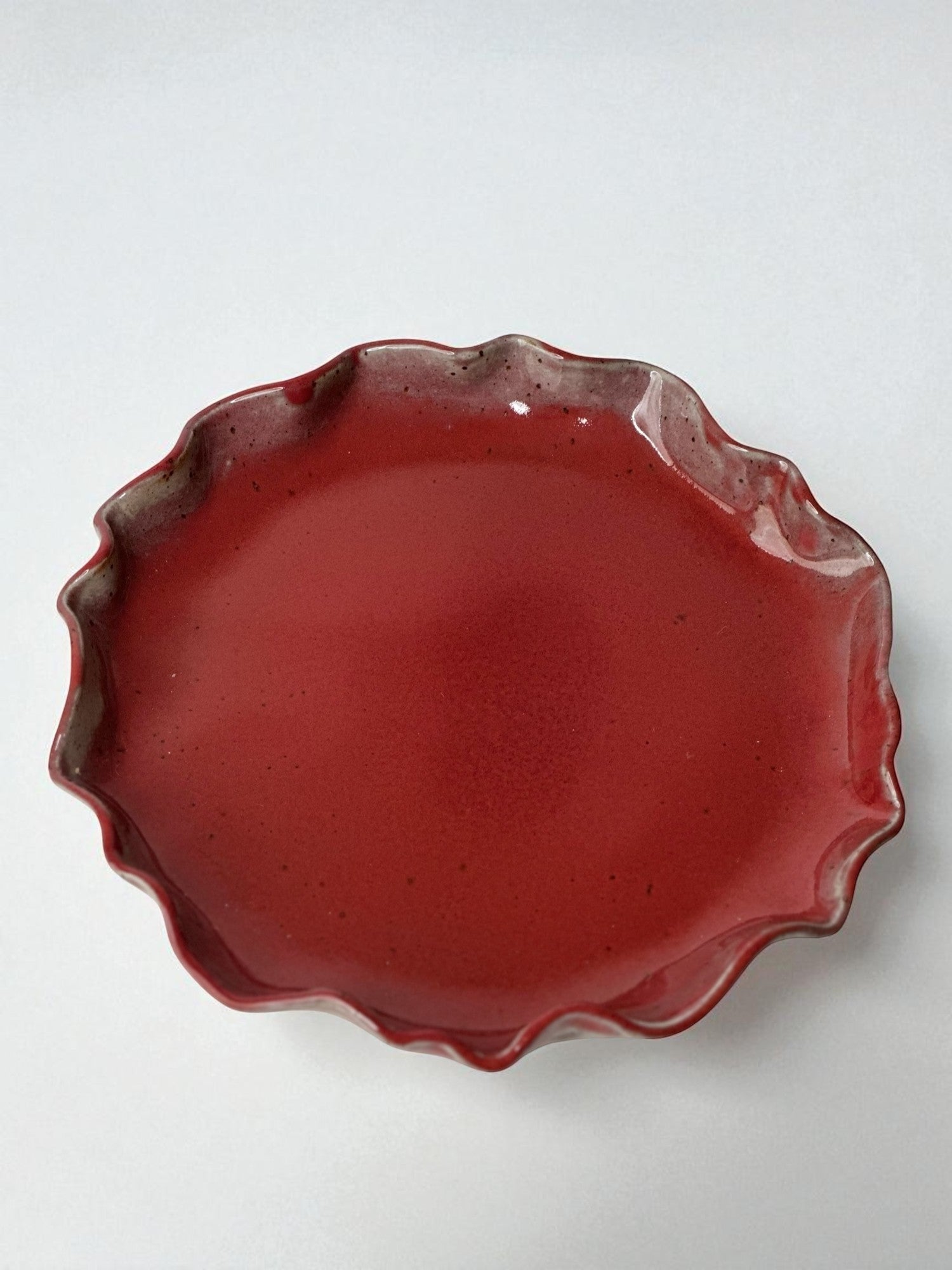 Handbuilt Garnet Red Pie Plate