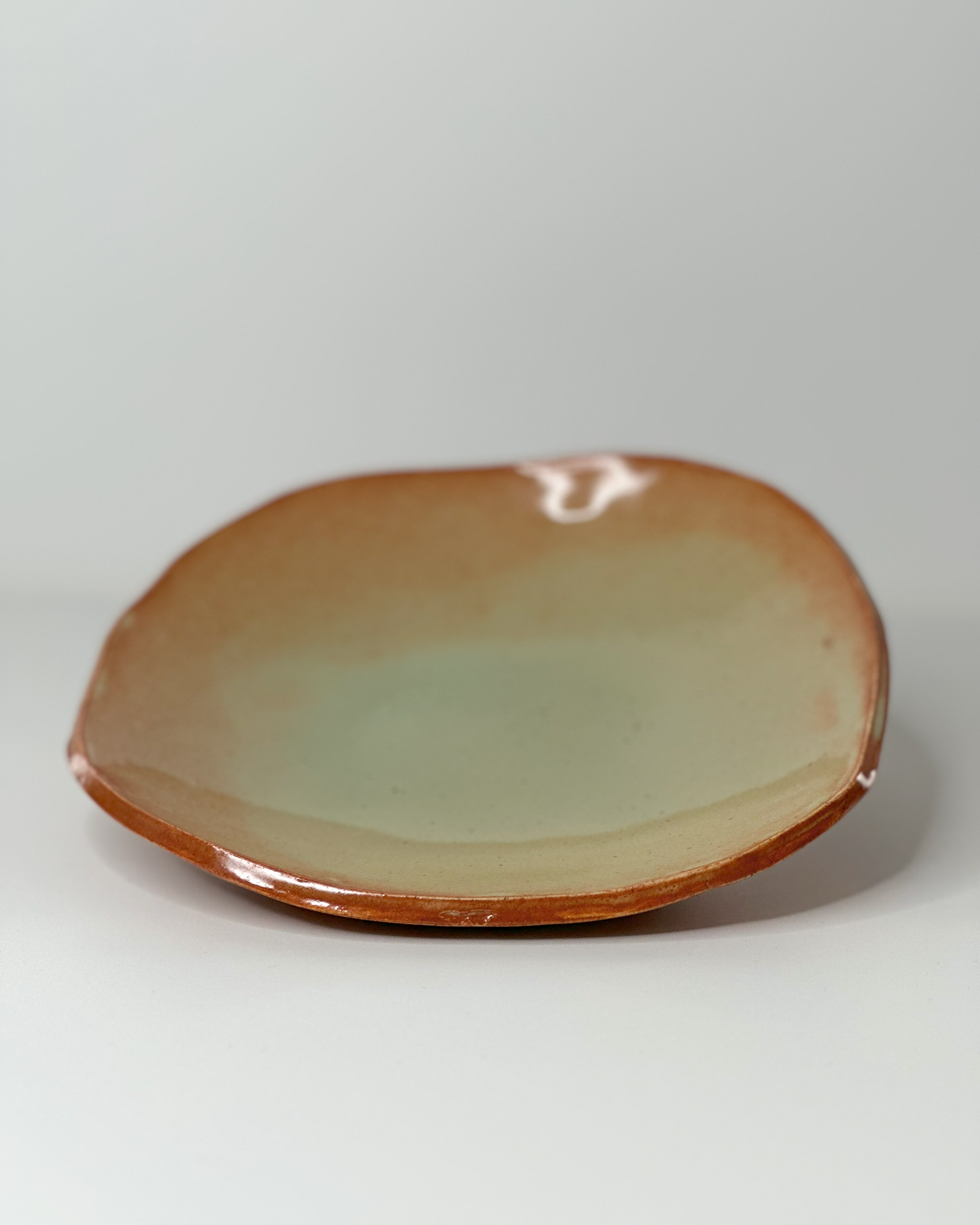 Handbuilt Green and Ochre Square Platter