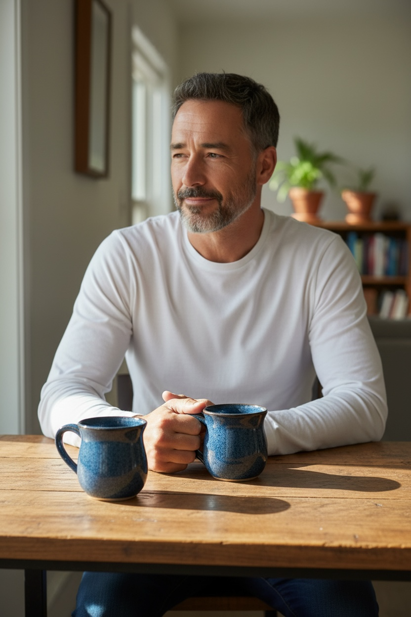 Set of Two Floating Blue Mugs