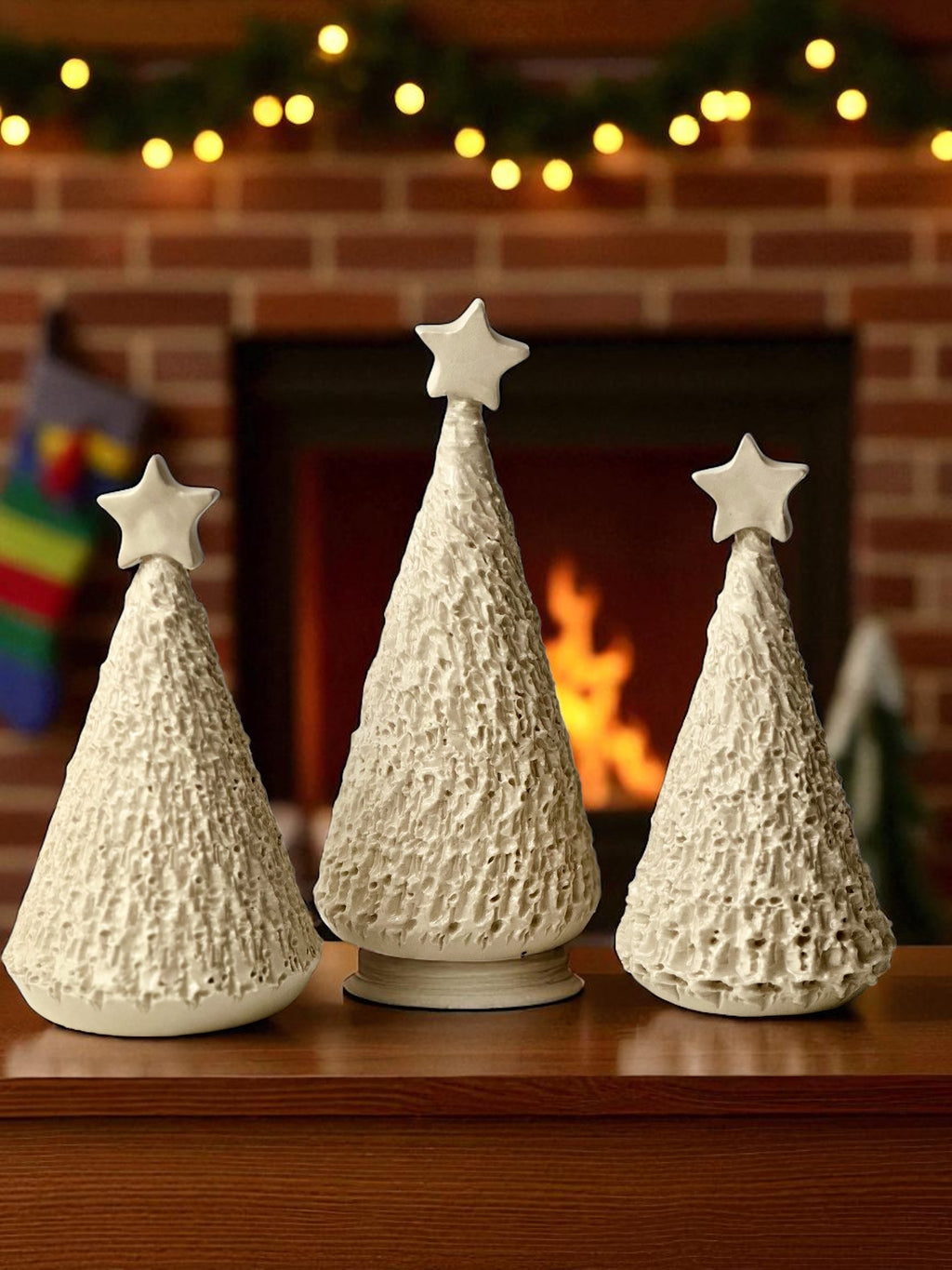 Star Topped Christmas Trees - Set of 3