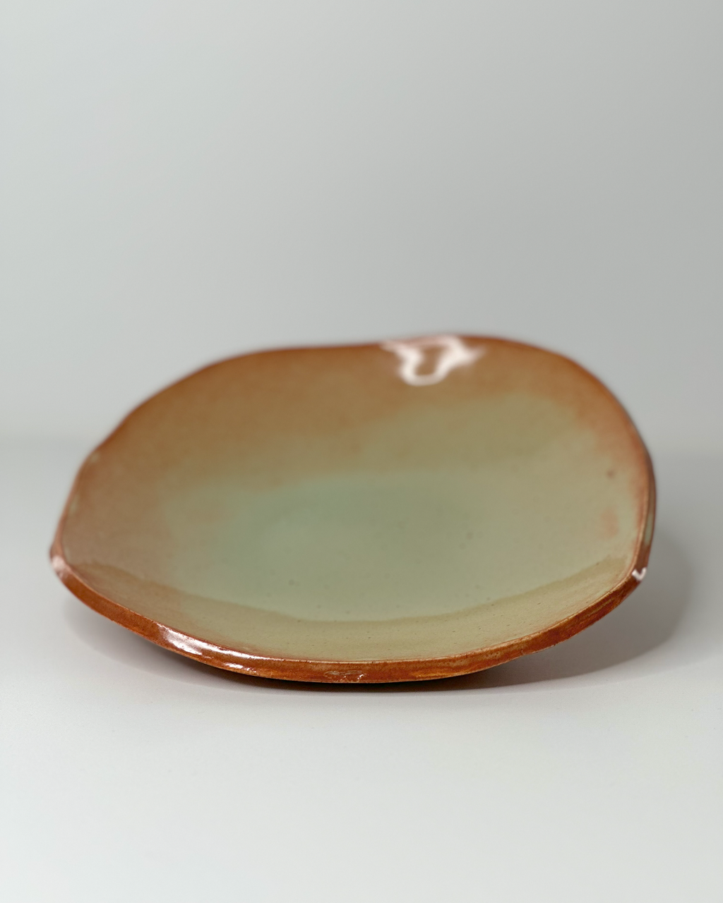 Handbuilt Green and Ochre Square Platter