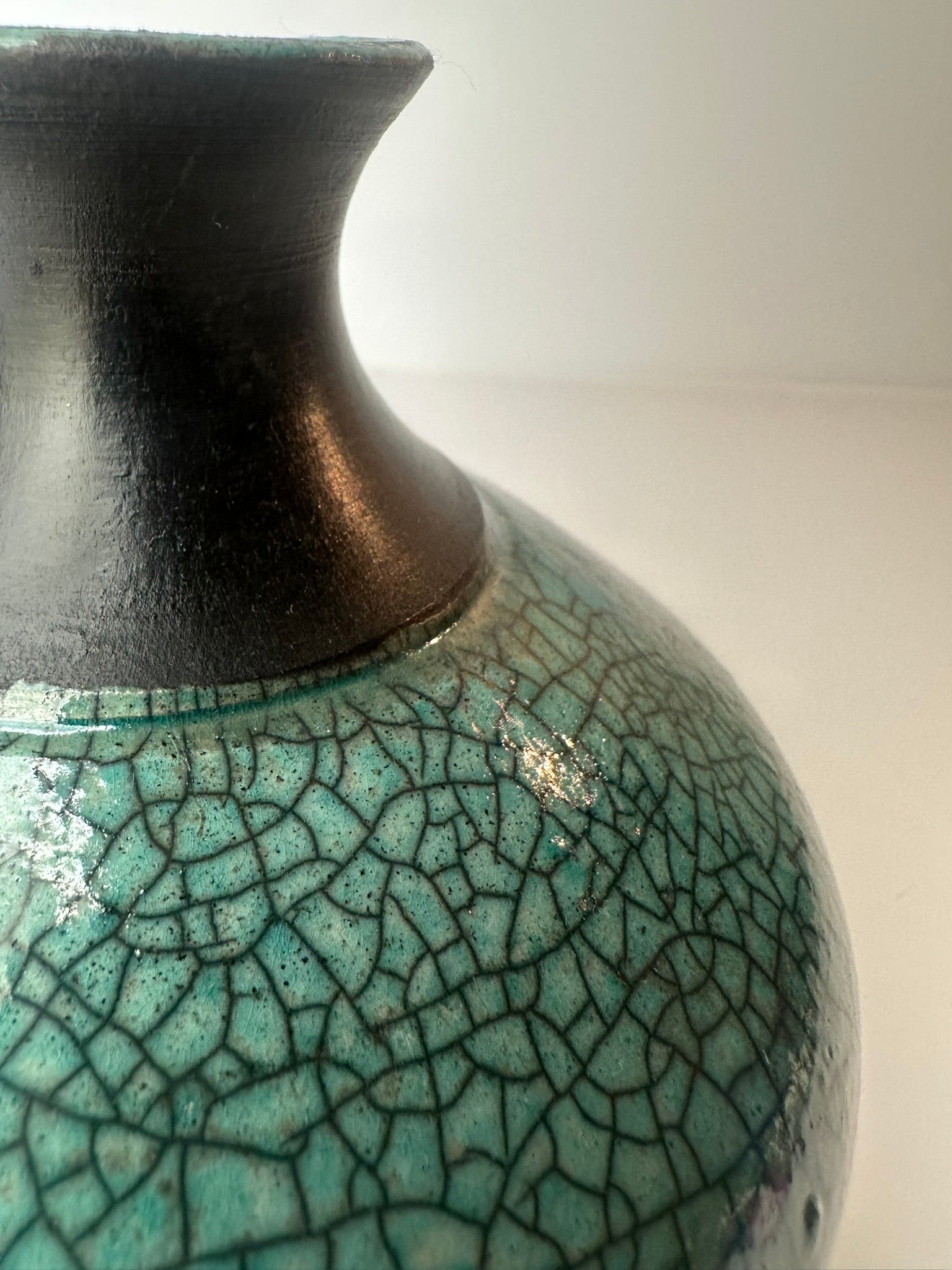 Turquoise Crackle Raku Vase